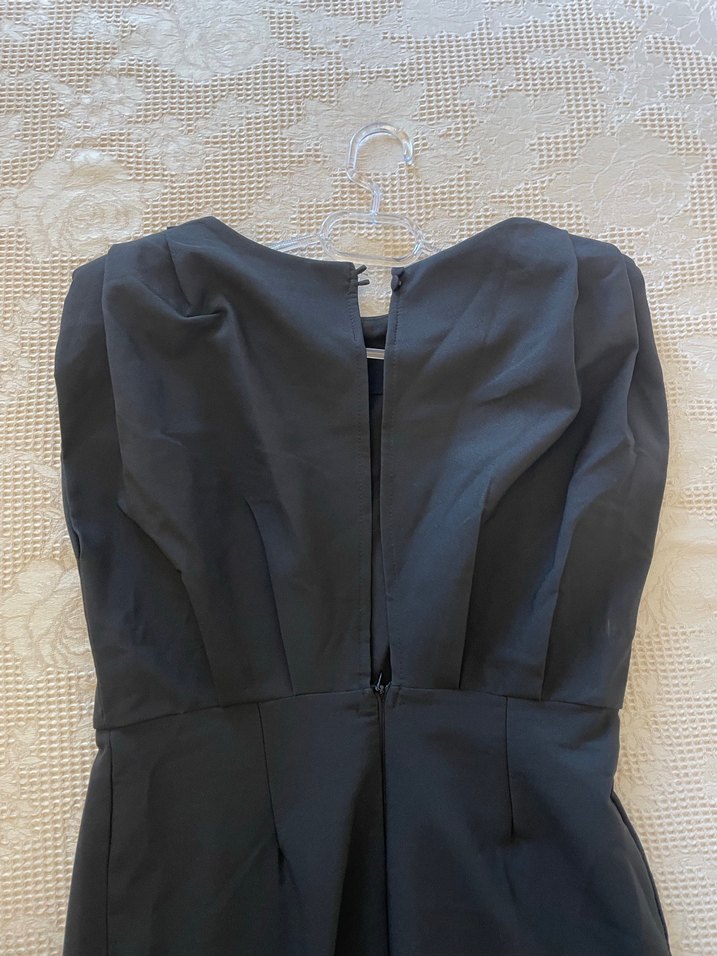 Siyah Drapeli Straplez Uzun Tulum - Görsel 2