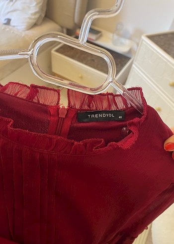 Bordo Renkli Uzun Kollu Midi Elbise - Görsel 4