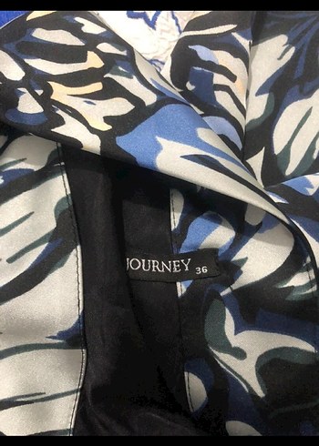 Lacivert Desenli Drapeli Midi Elbise - Görsel 4