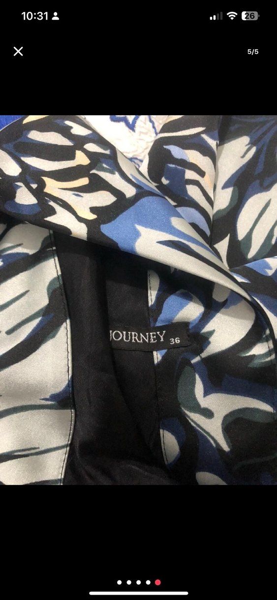 Lacivert Desenli Drapeli Midi Elbise - Görsel 4