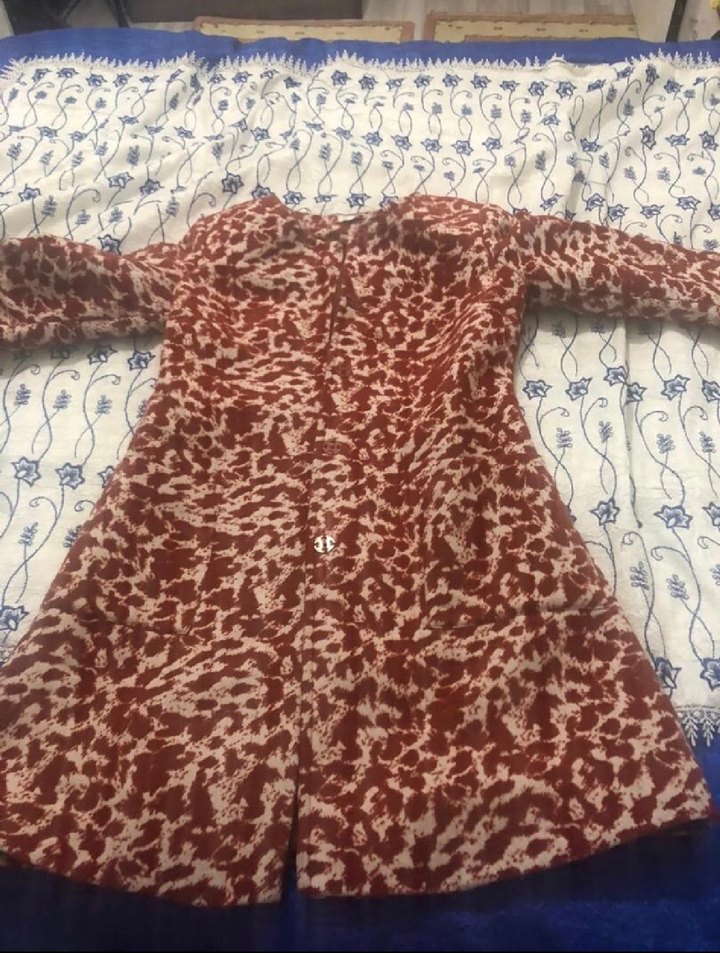 Kahverengi Desenli Midi Kadın Kaban - Görsel 2