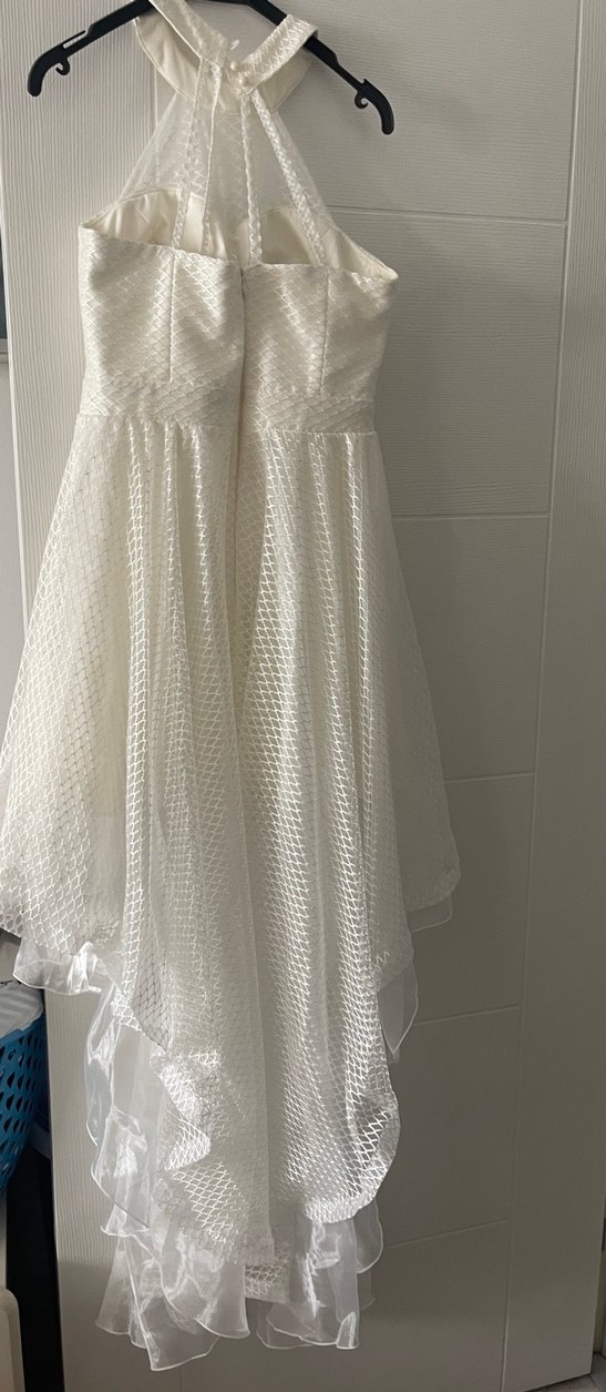 Modern Klasik Beyaz Mini arkası kuyruklu abiye - Görsel 4