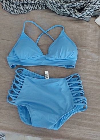 Mavi Bant Detaylı Mini Bikini Takımı - Görsel 2