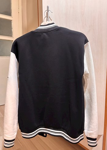 Siyah Beyaz Rahat Kesim Kadın Kolej Ceket - Görsel 3