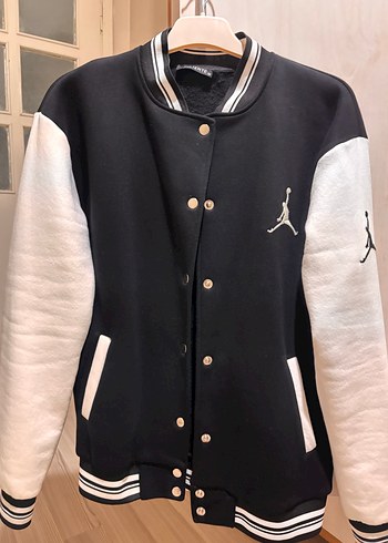 Siyah Beyaz Rahat Kesim Kadın Kolej Ceket - Görsel 2