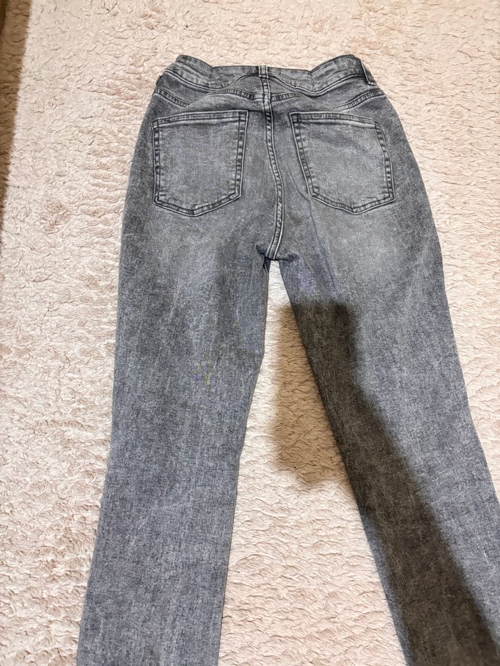 Gri Düğmeli Kadın Denim Pantolon - Görsel 3