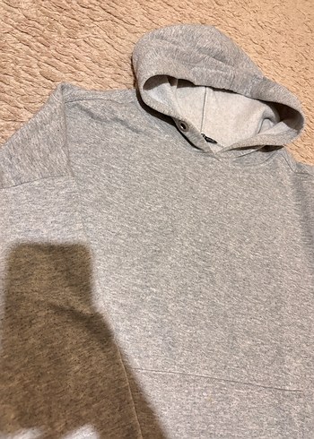 Kadın Gri Kapüşonlu Salaş Sweatshirt - Görsel 2