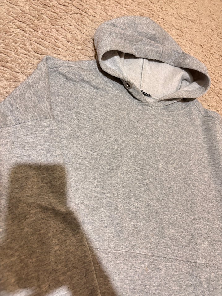 Kadın Gri Kapüşonlu Salaş Sweatshirt - Görsel 2