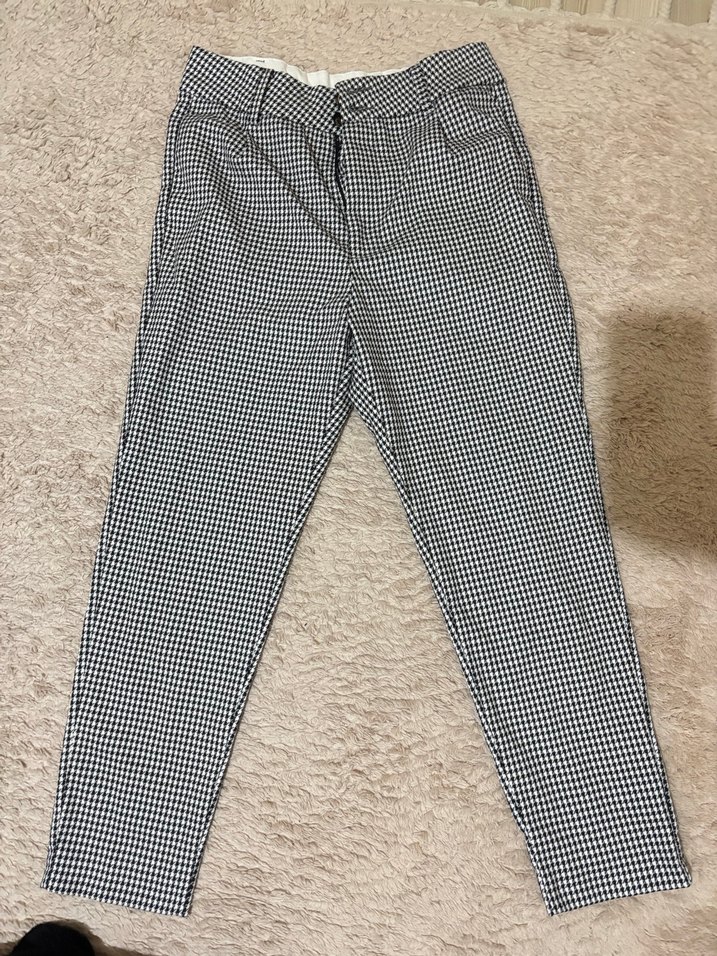 Düğmeli Gri Midi Kumaş Kadın Pantolon - Görsel 3