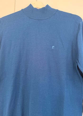 Erkek Mavi Boğazlı Triko Kazak - Görsel 3