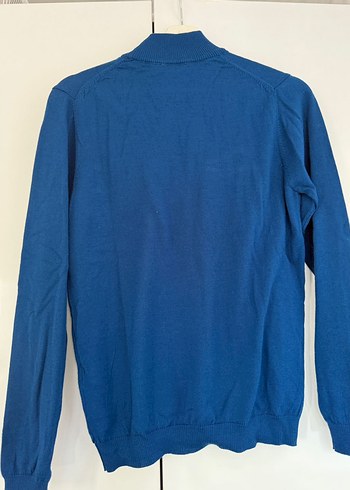 Erkek Mavi Boğazlı Triko Kazak - Görsel 4