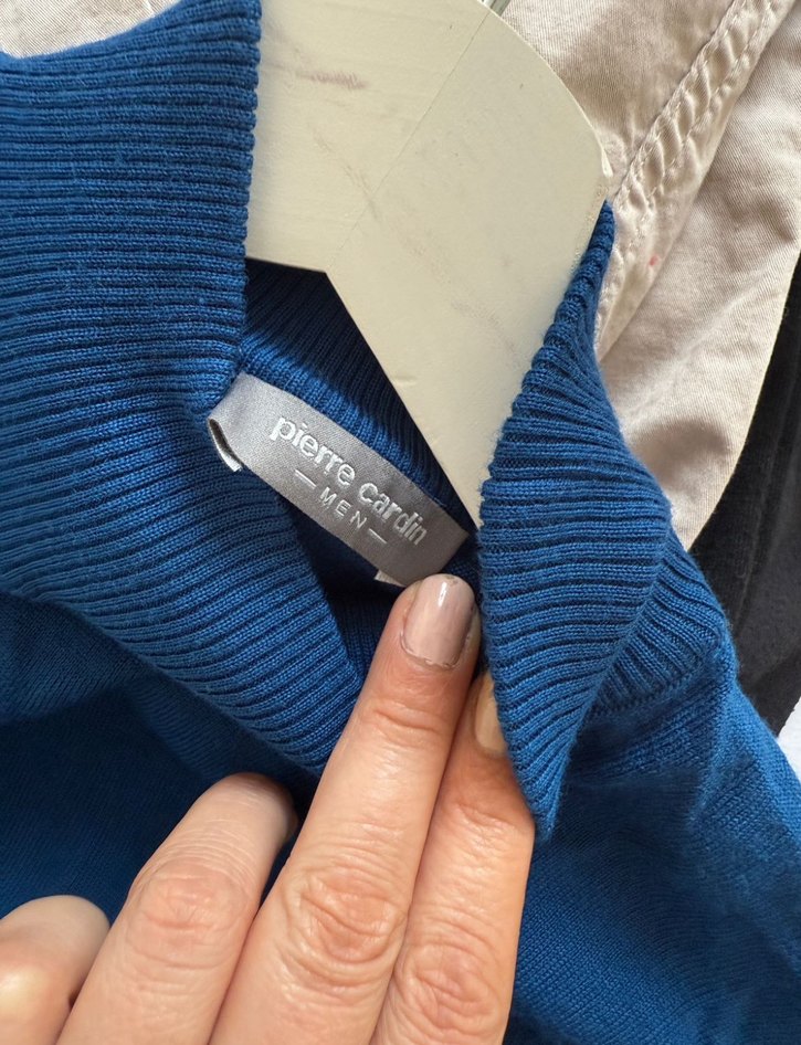 Erkek Mavi Boğazlı Triko Kazak - Görsel 5