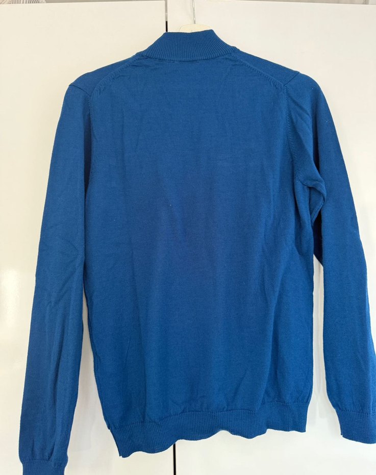 Erkek Mavi Boğazlı Triko Kazak - Görsel 4