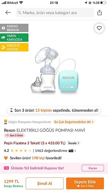 Rexon gögüs pompası süt sağma makinesi