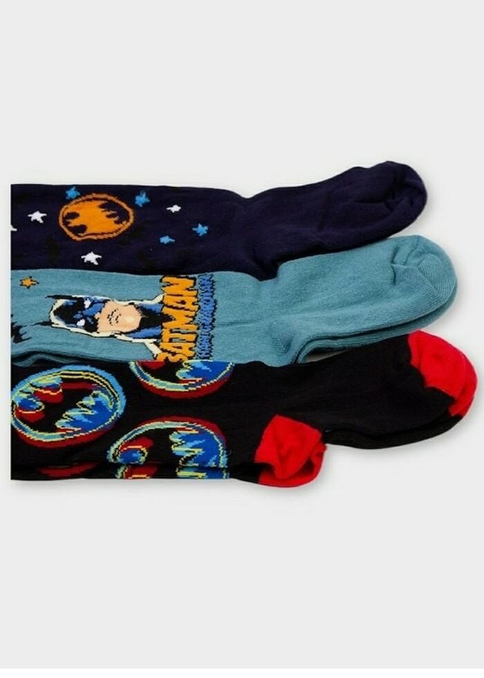 Batman Lisanslı Erkek Çocuk 3 Adet Külotlu Çorap 7 - 8 Yaş - Görsel 2