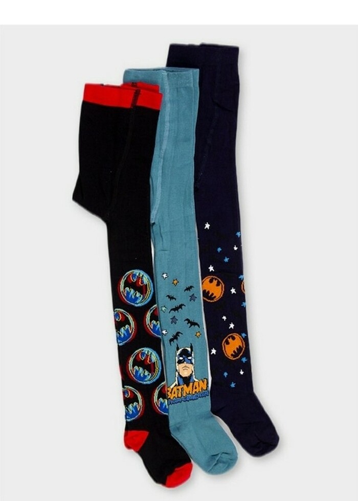 Batman Lisanslı Erkek Çocuk 3 Adet Külotlu Çorap 7 - 8 Yaş - Görsel 2