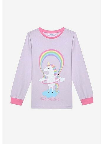 9 Yaş Beden Penti Pamuklu Kız Çocuk Playful Unicorn Çok Renkli Pijama Takımı