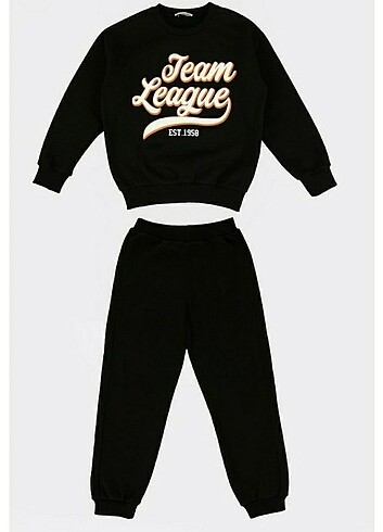 Erkek Çocuk Baskılı Şardonlu Sweatshirt Eşofman Altı 2'li Takım