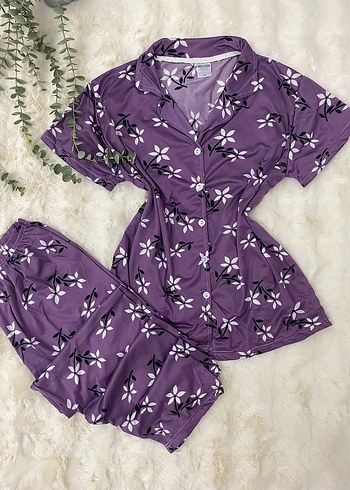 Diger Mor Çiçek Desenli Bohem Kadın Pijama Takımı
