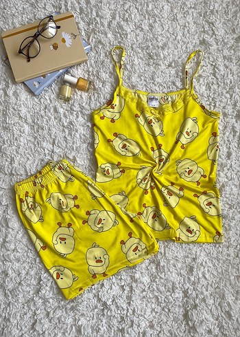 Diger Sarı Renkli Kısa Askılı Pijama Takımı