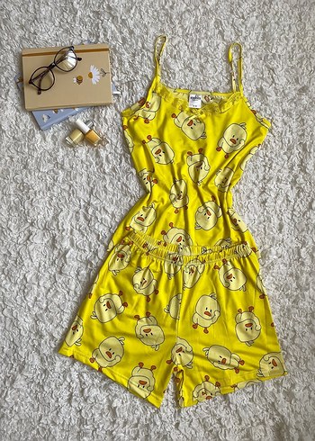 Diğer Diger Sarı Renkli Kısa Askılı Pijama Takımı