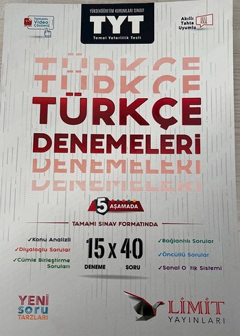 Limit Yayınları TYT Türkçe Denemeleri Kitabı. Hiç kullanılmadı
