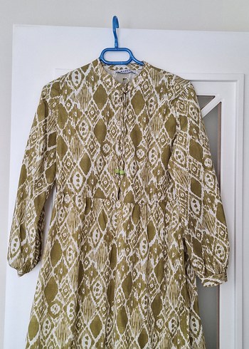 Bohem Uzun elbise - Düğmeli, Batik Desenli
