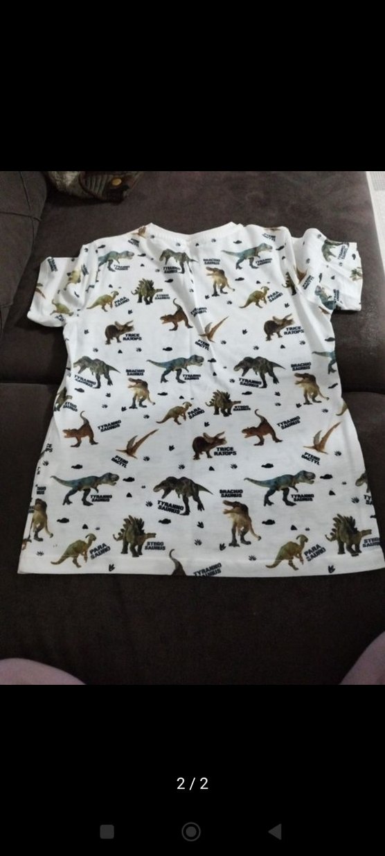 Beyaz Dinozor Baskılı Erkek Tişört - Görsel 2