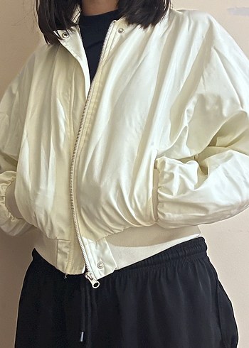 Trendyol & Milla Beyaz Kadın Keten Bomber Ceket