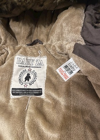 6-9 Aylık Kürk Detaylı Kahverengi Bebek Mont - Görsel 3