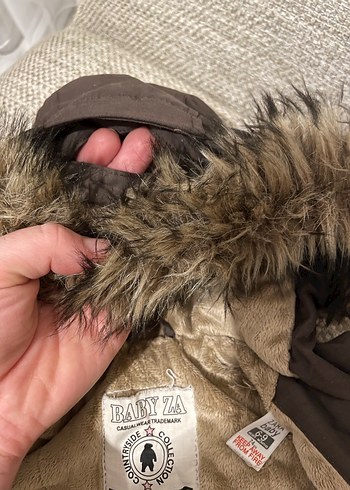 6-9 Aylık Kürk Detaylı Kahverengi Bebek Mont - Görsel 4