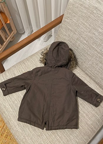 6-9 Aylık Kürk Detaylı Kahverengi Bebek Mont - Görsel 5