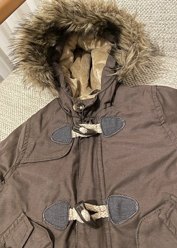 6-9 Aylık Kürk Detaylı Kahverengi Bebek Mont - Görsel 6