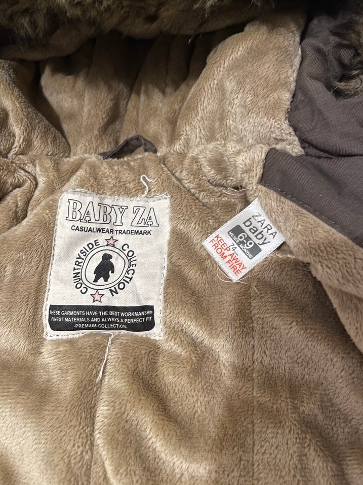 6-9 Aylık Kürk Detaylı Kahverengi Bebek Mont - Görsel 3