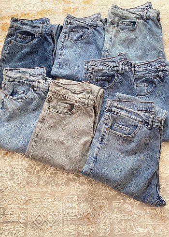 diğer Beden mavi Renk Gri ve Mavi Kadın Denim Rahat Kesim Pantolon