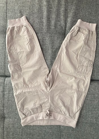 xs Beden Bej Düğmeli Kadın Keten Pantolon