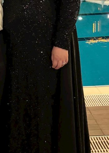 50 Beden siyah Renk Uzun Siyah Gotik Drape Abiye Elbise