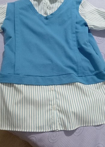 Mavi Uzun Kollu Hamile Bluzu