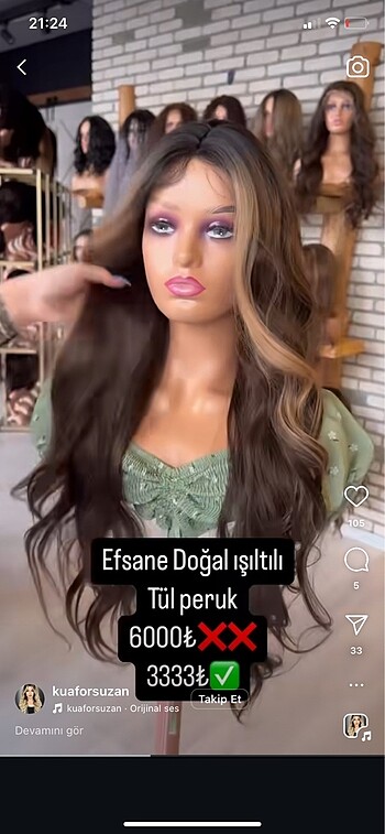 Beden kahverengi Renk ışıltılı peruk