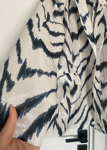 Zebra Desenli Bej Kadın Blazer - Görsel 2