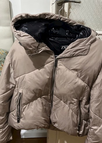 Zara Bej Fermuarlı Sokak Stili Kadın Kışlık Mont