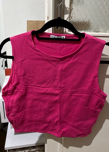 Zara Kadın Pembe Kolsuz Crop Atlet