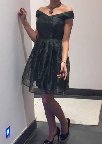 Abiye Siyah Vintage Piliseli Midi Elbise