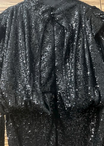 Siyah Drapeli Uzun Abiye Elbise - Görsel 4