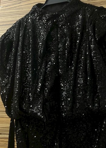 Siyah Drapeli Uzun Abiye Elbise - Görsel 3