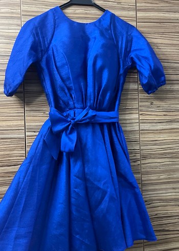 Parlak Mavi Midi Kadın Elbise - Görsel 2