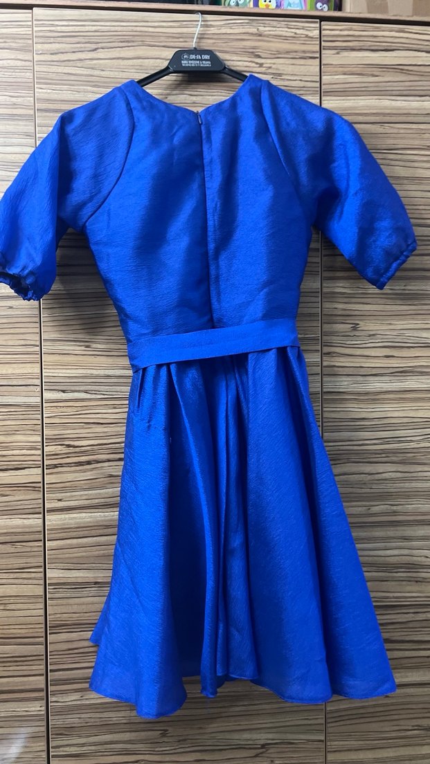 Parlak Mavi Midi Kadın Elbise - Görsel 3