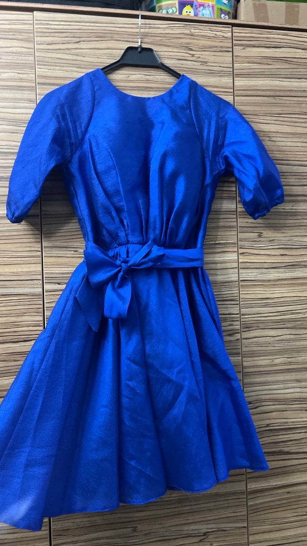 Parlak Mavi Midi Kadın Elbise - Görsel 2