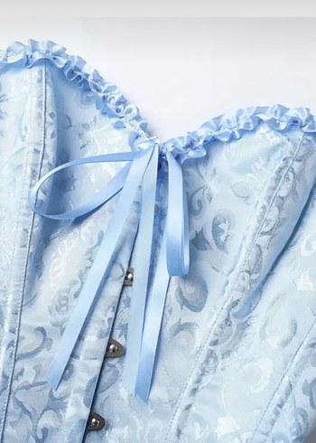 Mavi Straplez Vintage korse - Görsel 4