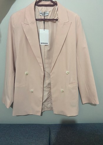 Bej Düğmeli Kadın Blazer Ceket